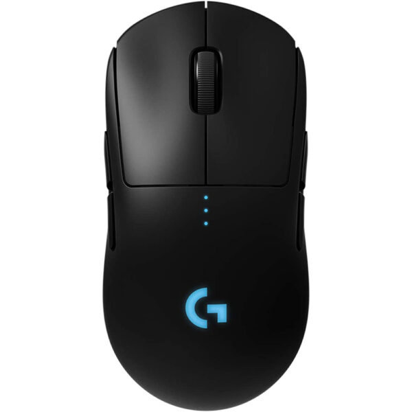 Logitech G Pro wireless gaming mouse with charging cable and USB antenna